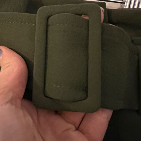 ARITZIA Wilfred Olive Green High-Waisted Wide Leg Belted Pants - Picture 4 of 14